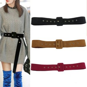 Women Fashion Simple Velvet Pin Buckle Belt