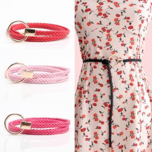Women Fashion Simple Solid Color Thin Belt