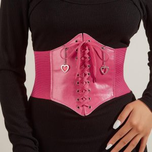 Women Fashion Simple Heart Pink Belt