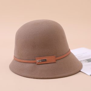Women Fashion Wool Felt Simple Beveled Elegant Fedora Hat