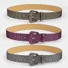 Women'S Vintage Glitter Trim Wide Belt