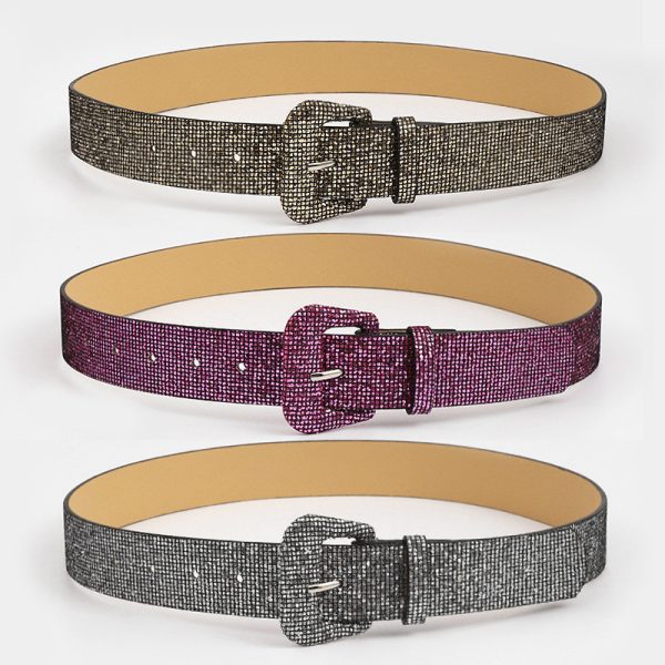 Women'S Vintage Glitter Trim Wide Belt