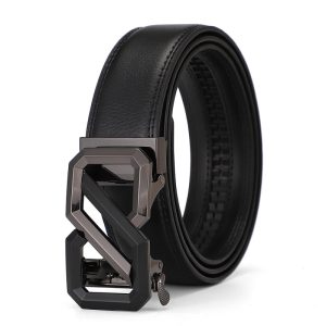 Men Fashion Simple Automatic Buckle Leather Belt