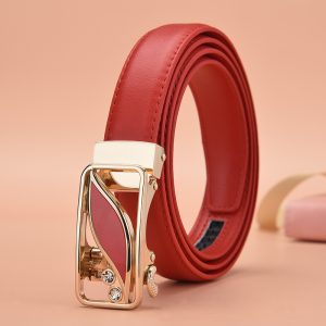 Women Fashion Automatic Buckle Leather Casual Belt