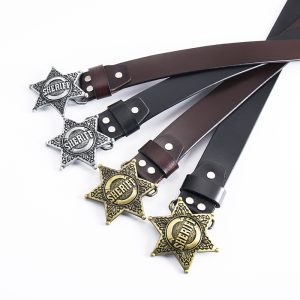 Men Fashion Retro Star Cowhide Leather Belt