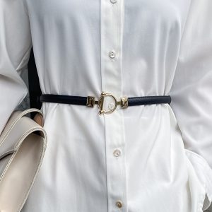 Women'S Fashion Simple Faux Leather Waist Chain With Suit Coat Dress Waist Belt