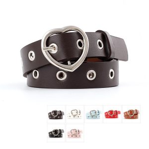 Women'S Casual Fashion Personality Alloy Heart Buckle Hollow Belt