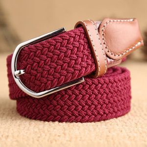 Unisex Fashion Casual Solid Color Alloy Pin Buckle Elastic Canvas Woven Belt