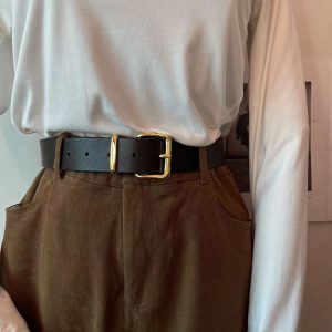 Women'S Vintage Fashion Square Metal Pin Buckle Leather Belt