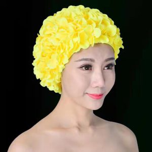 Women Fashion Simple Handmade Floral Swimming Cap