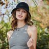 Women Fashion Solid Color Cute Sunscreen Linen Bucket Hat