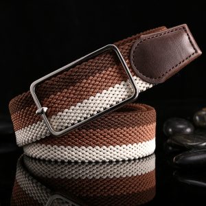 Unisex Casual Fashion Alloy Pin Buckle Personality Color Block Elastic Canvas Belt