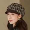 Women Fashion Houndstooth Pumpkin Shape Beret Hat