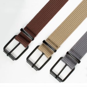 Unisex Fashion Sports Casual Solid Color Hollow Alloy Pin Buckle Canvasn Belt