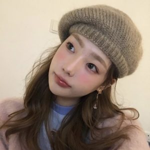 Women Fashion Winter Simple Solid Color Knitted Beret Hat