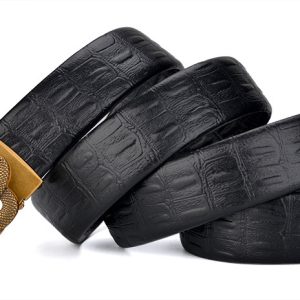 Men Fashion Retro Cobra Buckle Genuine Leather Belt