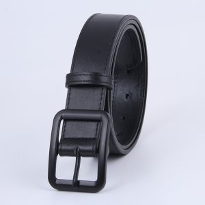 Men'S Casual Faux Leather Rectangular Pin Buckle Belt