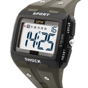 Men Sporty Waterproof Design LED Display Electronic Watch