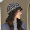 Women Fashion Houndstooth Pumpkin Shape Beret Hat