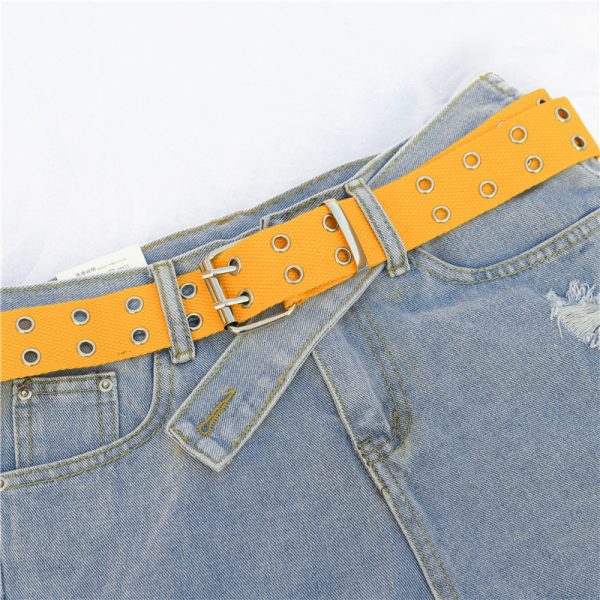 Unisex Fashion Double Layers Buckle Canvas Woven Belt