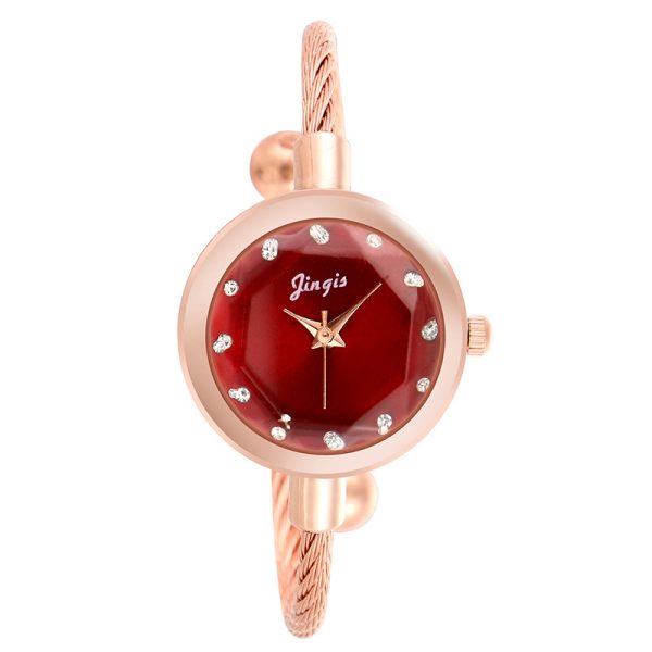 Women'S Fashion Casual Retro Small Round Dial Rhinestone Bracelet Quartz Watch