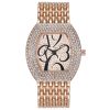 Women'S Fashion Tonneau Shape Full Diamond Large Number Dial Steel Strap Watch