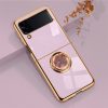 Fashion Personality Solid Color Electroplating Samsung Galaxy Z Flip4 Magnetic Suction Ring Holder Mobile Case