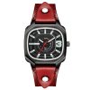 Men Retro Top Layer Leather Strap Square Quartz Watch