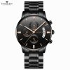 Men'S Fashion Business Round Dial Calendar Waterproof Luminous Sports Quartz Buckle Leather Band Watch