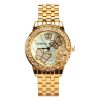 Women'S Fashion Personality Round Dial Rhinestone Butterfly Steel Band Quartz Watch