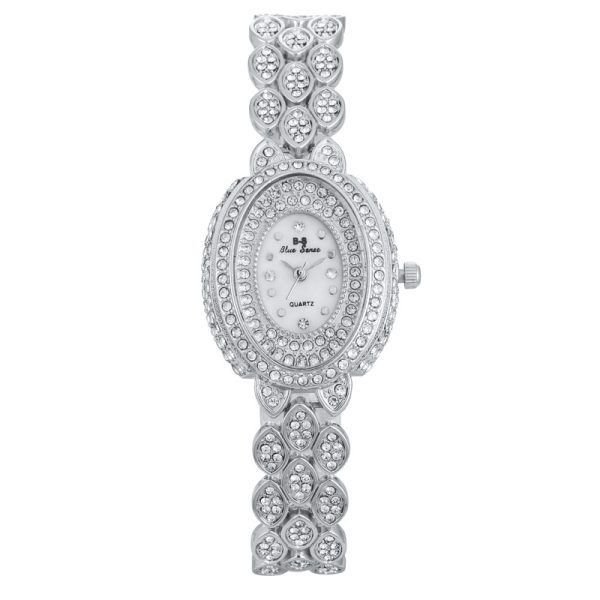 Women'S Fashion Simple Diamond Set Oval Dial Quartz Watch