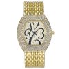 Women'S Fashion Tonneau Shape Full Diamond Large Number Dial Steel Strap Watch