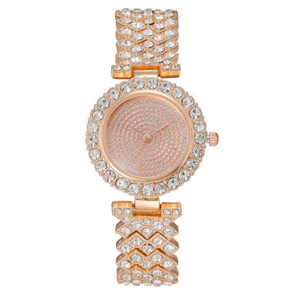 Women'S Fashion Simple Full Diamond Round Quartz Watch