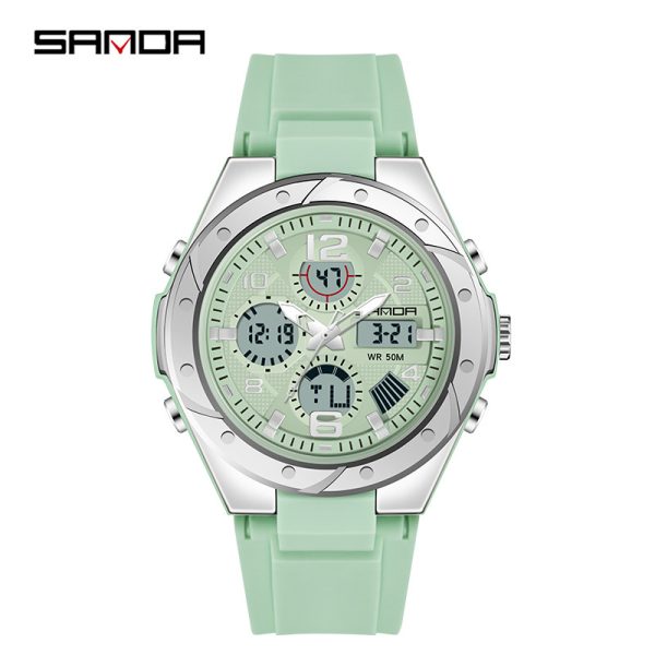 Men'S And Women'S Fashion Personality Sports Round Dial Multi-Functional Luminous Waterproof Electronic Watch