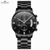 Men'S Fashion Business Round Dial Calendar Waterproof Luminous Sports Quartz Buckle Leather Band Watch