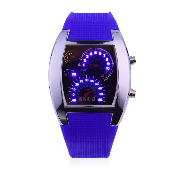 Men'S Fashion Sports Creative Led Fan-Shaped Display Electronic Watch