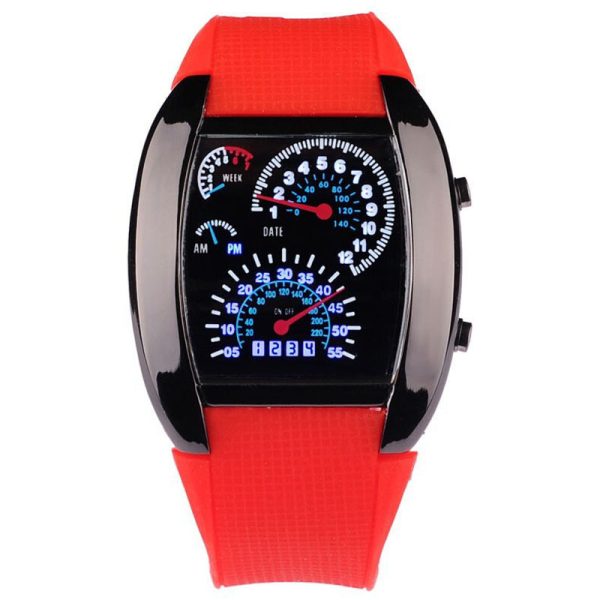 Men'S Fashion Sports Creative Led Fan-Shaped Display Electronic Watch