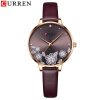 Women'S Casual Fashion Printed Round Dial Waterproof Quartz Leather Belt Watch