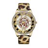 Women Fashion Leopard Print Hollow Large Dial Watch