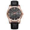 Men'S Casual Business Simple Concentric Circle Large Dial Leather Band Quartz Watch