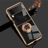 Fashion Personality Solid Color Electroplating Samsung Galaxy Z Flip4 Magnetic Suction Ring Holder Mobile Case