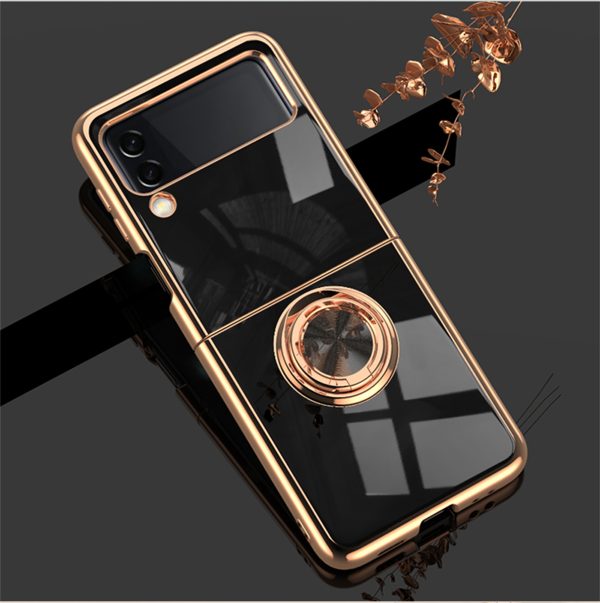 Fashion Personality Solid Color Electroplating Samsung Galaxy Z Flip4 Magnetic Suction Ring Holder Mobile Case