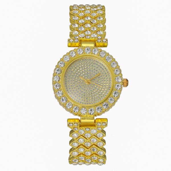 Women'S Fashion Simple Full Diamond Round Quartz Watch