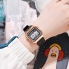 Men'S And Women'S Fashion Casual Trend Gold Electroplating Small Square Electronic Watch