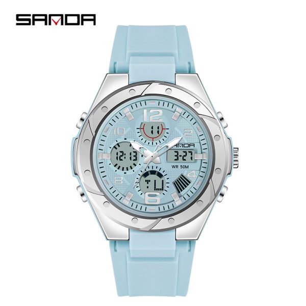 Men'S And Women'S Fashion Personality Sports Round Dial Multi-Functional Luminous Waterproof Electronic Watch