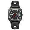 Men Retro Top Layer Leather Strap Square Quartz Watch