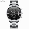 Men'S Fashion Business Round Dial Calendar Waterproof Luminous Sports Quartz Buckle Leather Band Watch