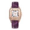 Women'S Fashion Casual Rhinestone Starry Square Dial Temperament Leather Band Watch