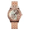 Women'S Fashion Personality Round Dial Rhinestone Butterfly Steel Band Quartz Watch