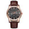 Men'S Casual Business Simple Concentric Circle Large Dial Leather Band Quartz Watch